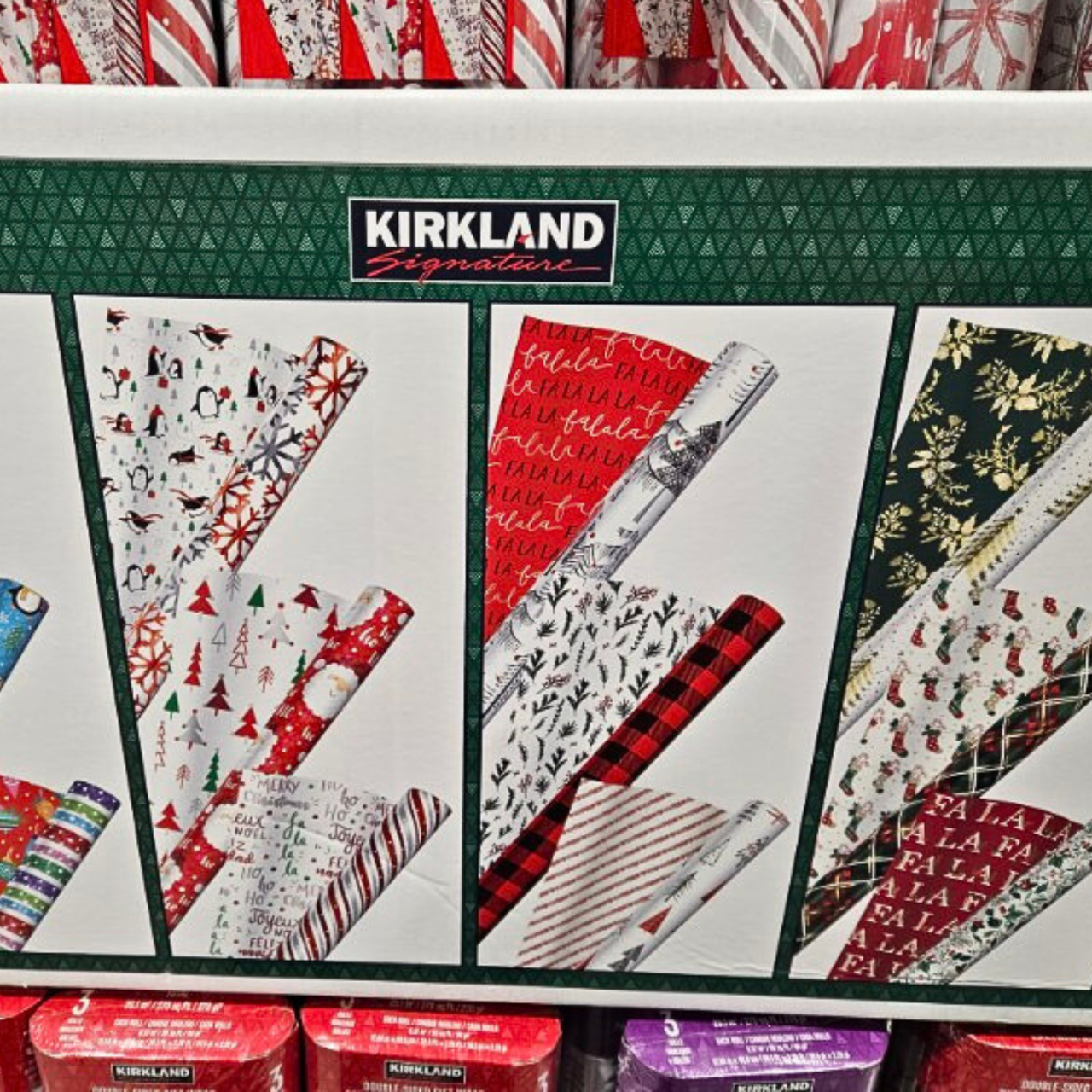 Image of Kirkland Signature Christmas Wrap 3 pk 25.1m/270sq ft - 1 x 2.4 Kilos