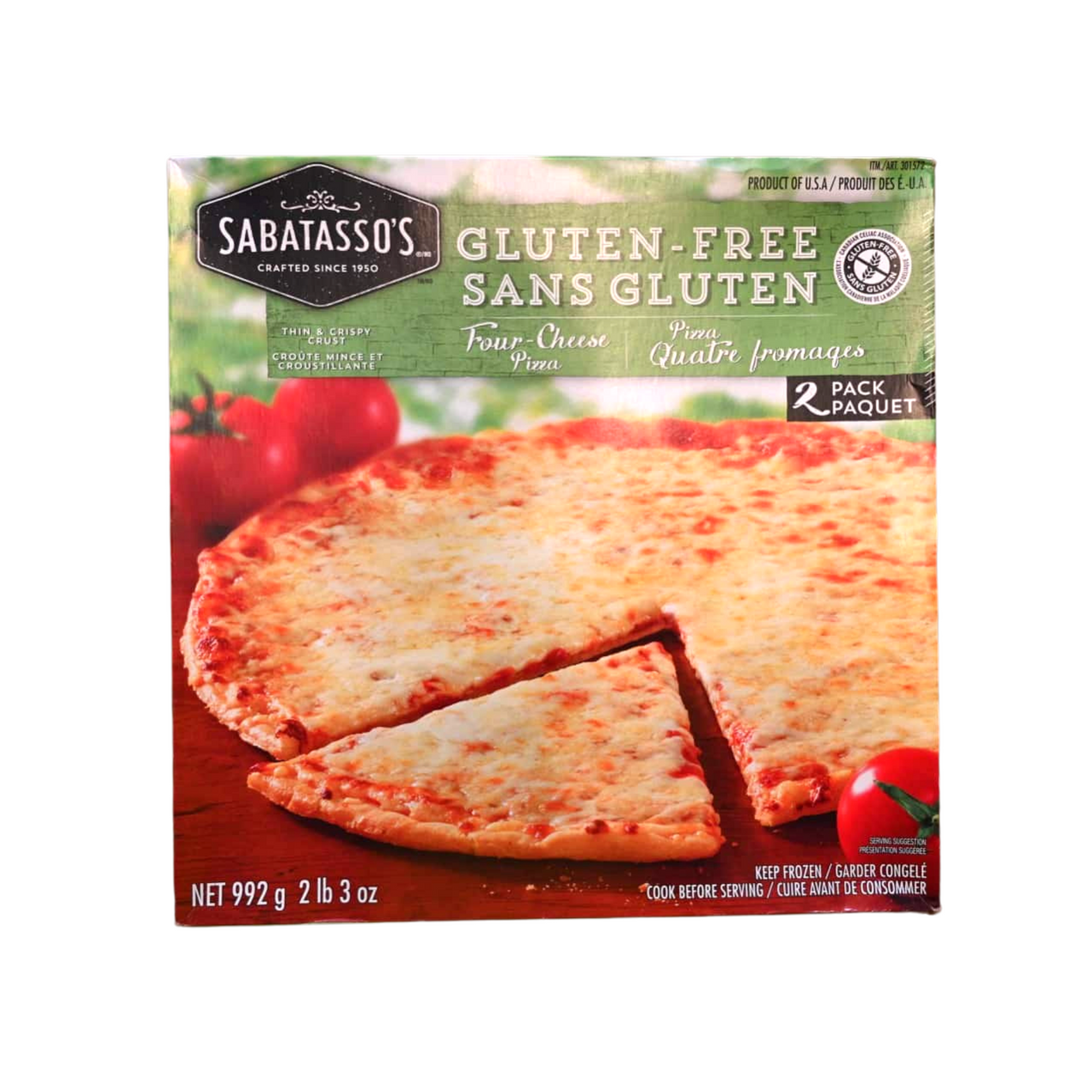 Image of Sabatasso's Gluten-Free Four-Cheese Pizza 2-Pack - 1 x 992 Grams