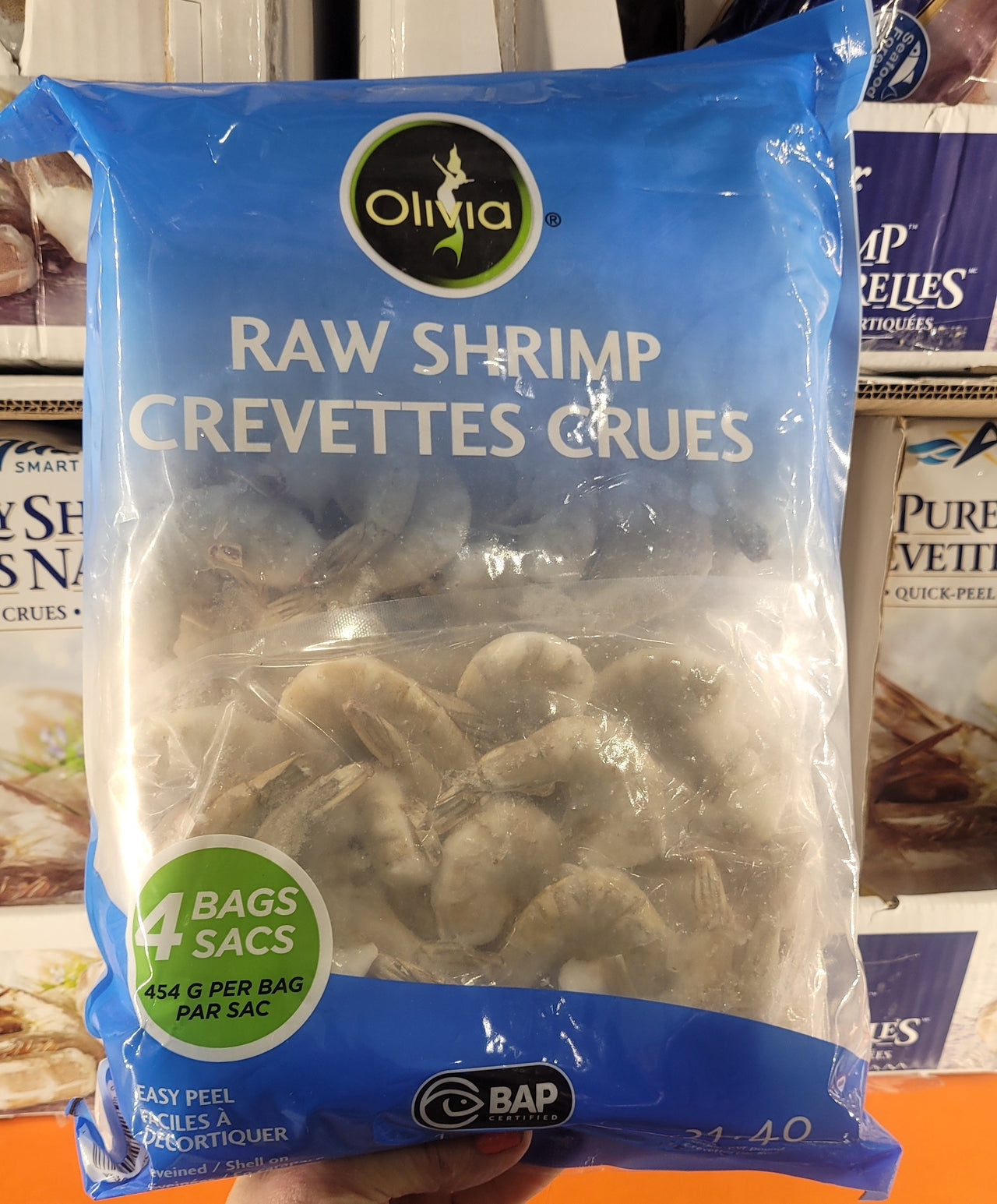 Image of Olivia Frozen Raw Shrimp 31/40, 4pck bag - 4 x 454 Grams