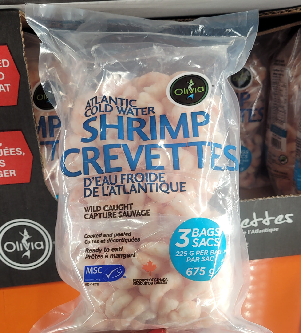 Image of Olivia Frozen Atlantic Raw Shrimp 3pck - 3 x 225 Grams