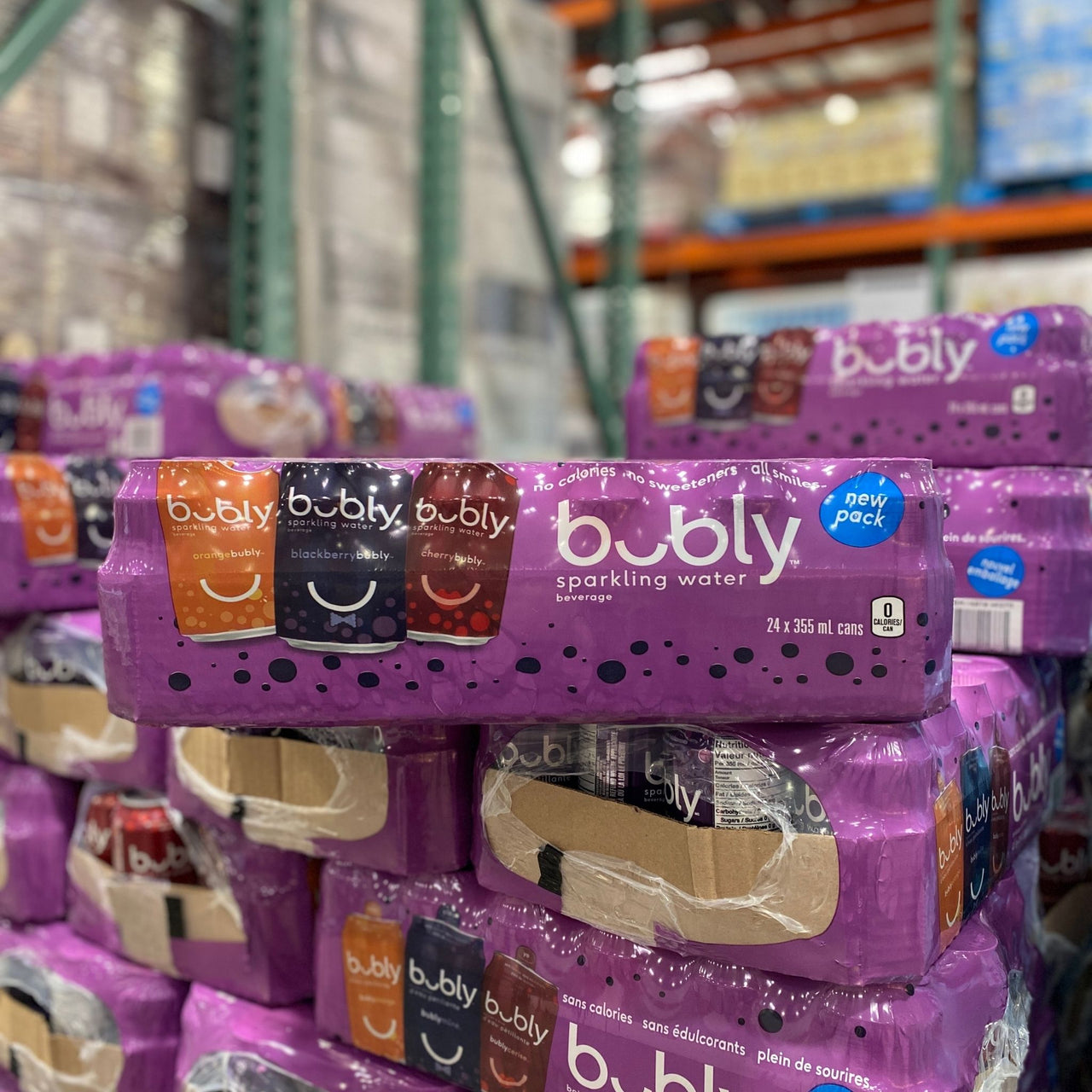 Image of Bubly Orange, Blackberry & Cherry Variety Pack - 24 x 355 Grams
