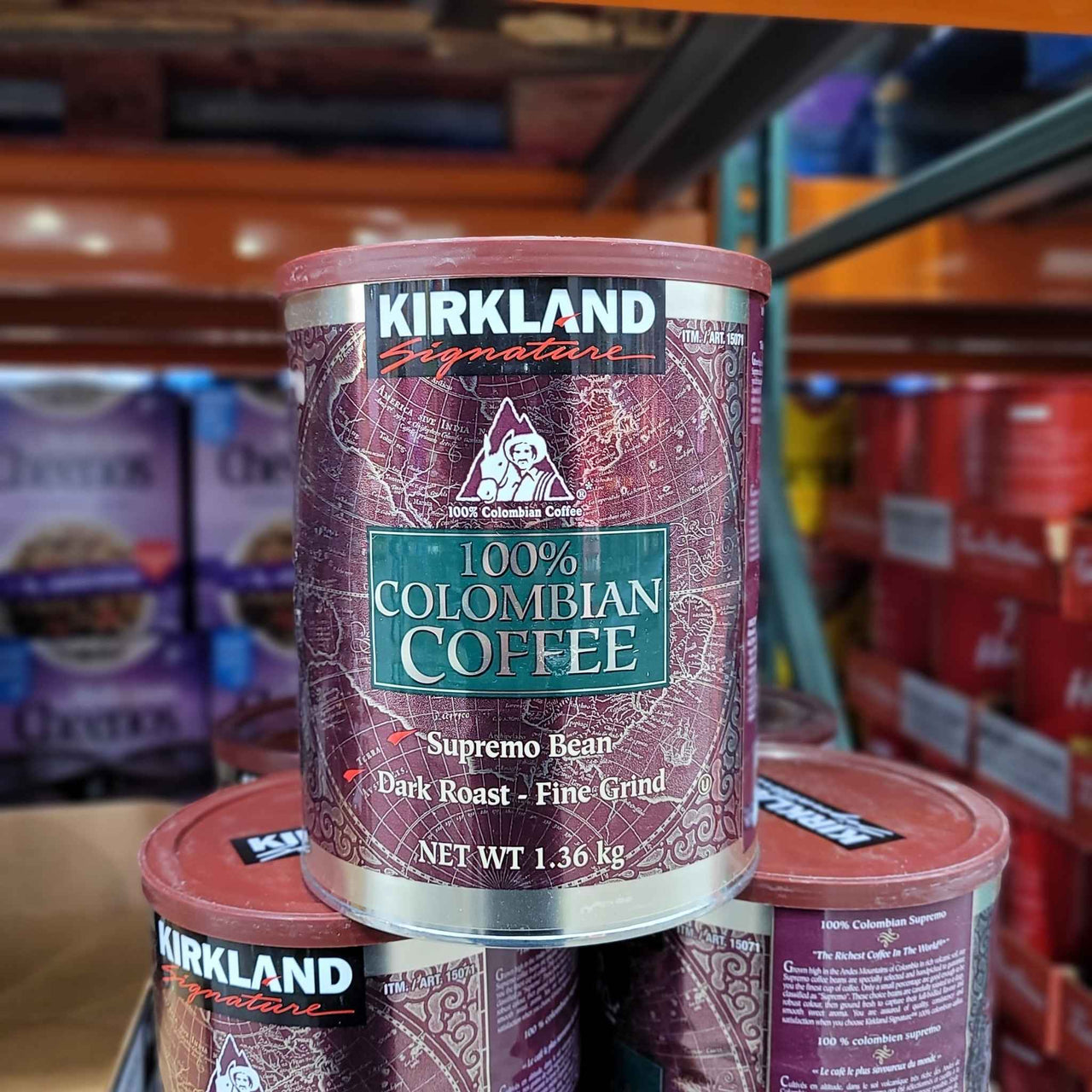Image of Kirkland 100% Colombian Ground Coffee - 1 x 1.36 Kilos