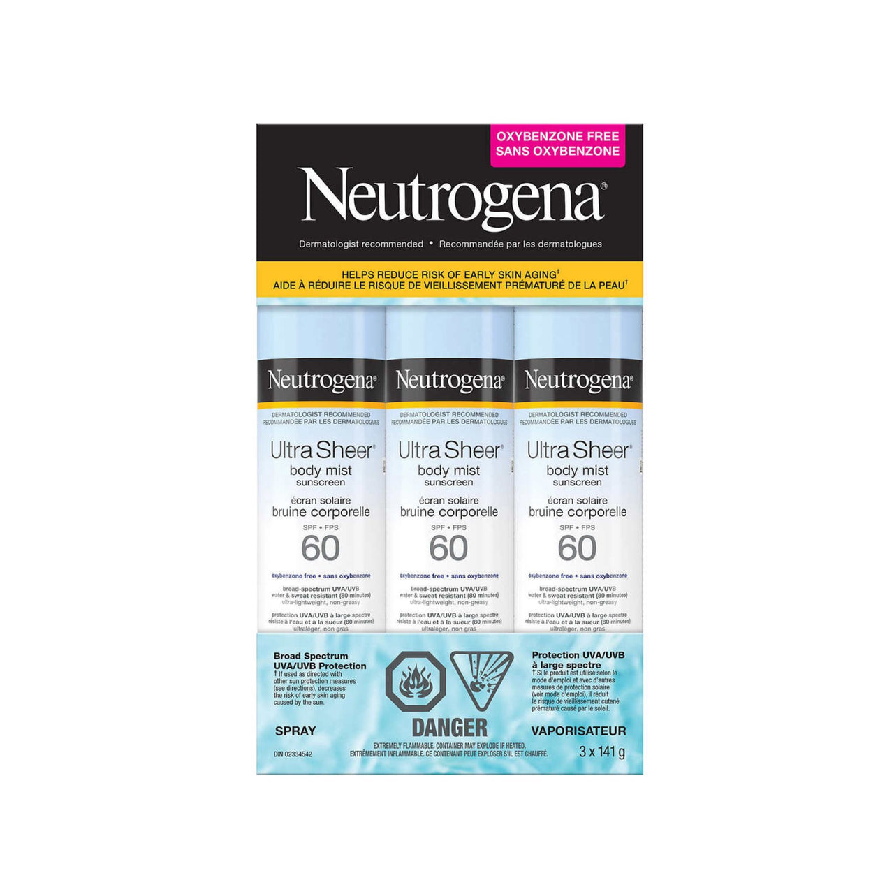 Image of Neutrogena Ultra Sheer Sunscreen Spray 3x141g - 3 x 141 Grams