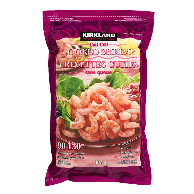 Image of Kirkland Frozen Cooked Shrimp Tail Off 90/130 - 1 x 907 Grams
