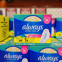 Thumbnail for Image of Always Ultra Thin Size 1 Regular Pads with Wings, Unscented 96ct - 1 x 0 Grams