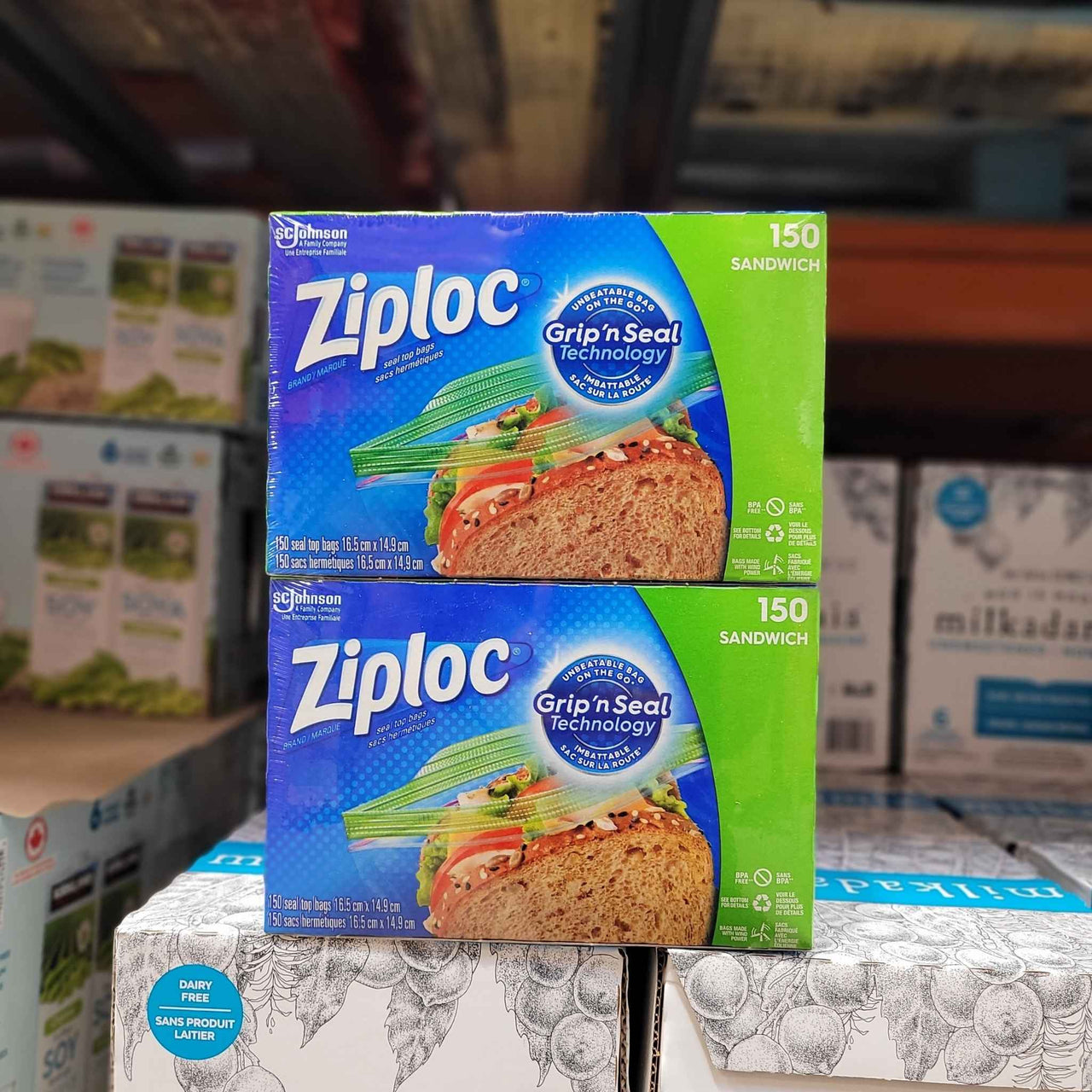 Image of Ziploc Sandwich Bags, 150ct, 4pk - 1 x 1.39 Kilos