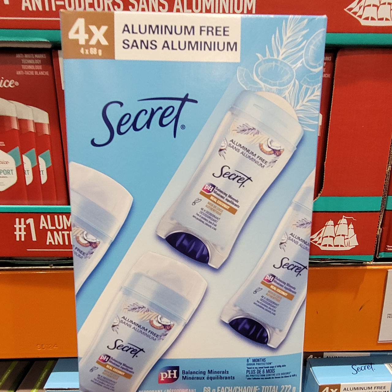 Image of Secret Aluminum Free Deodorant 4 x 68g - 1 x 272 Grams