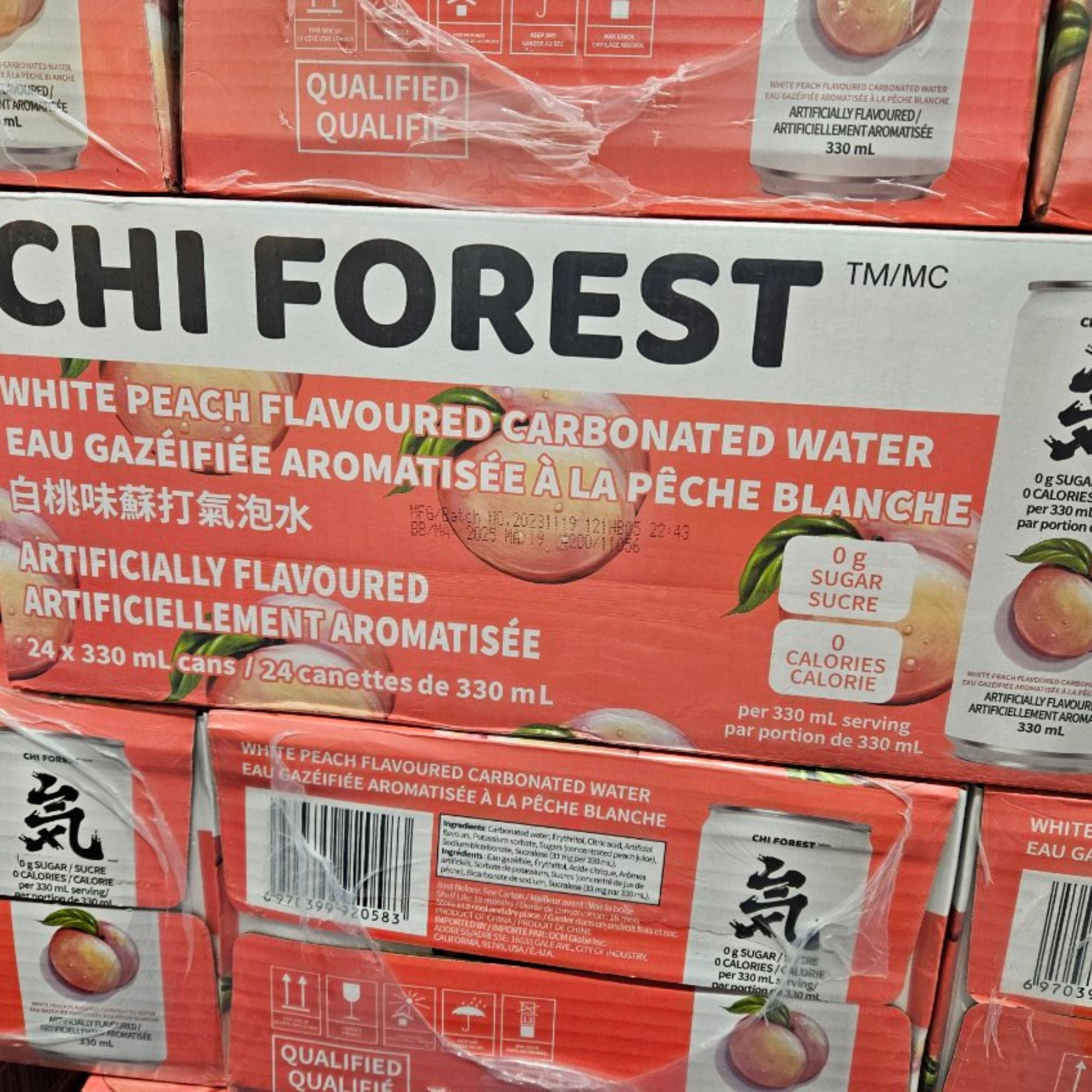 Chi Forest Sparkling White Peach 24x330ml 24 x 330 Grams Shipped to