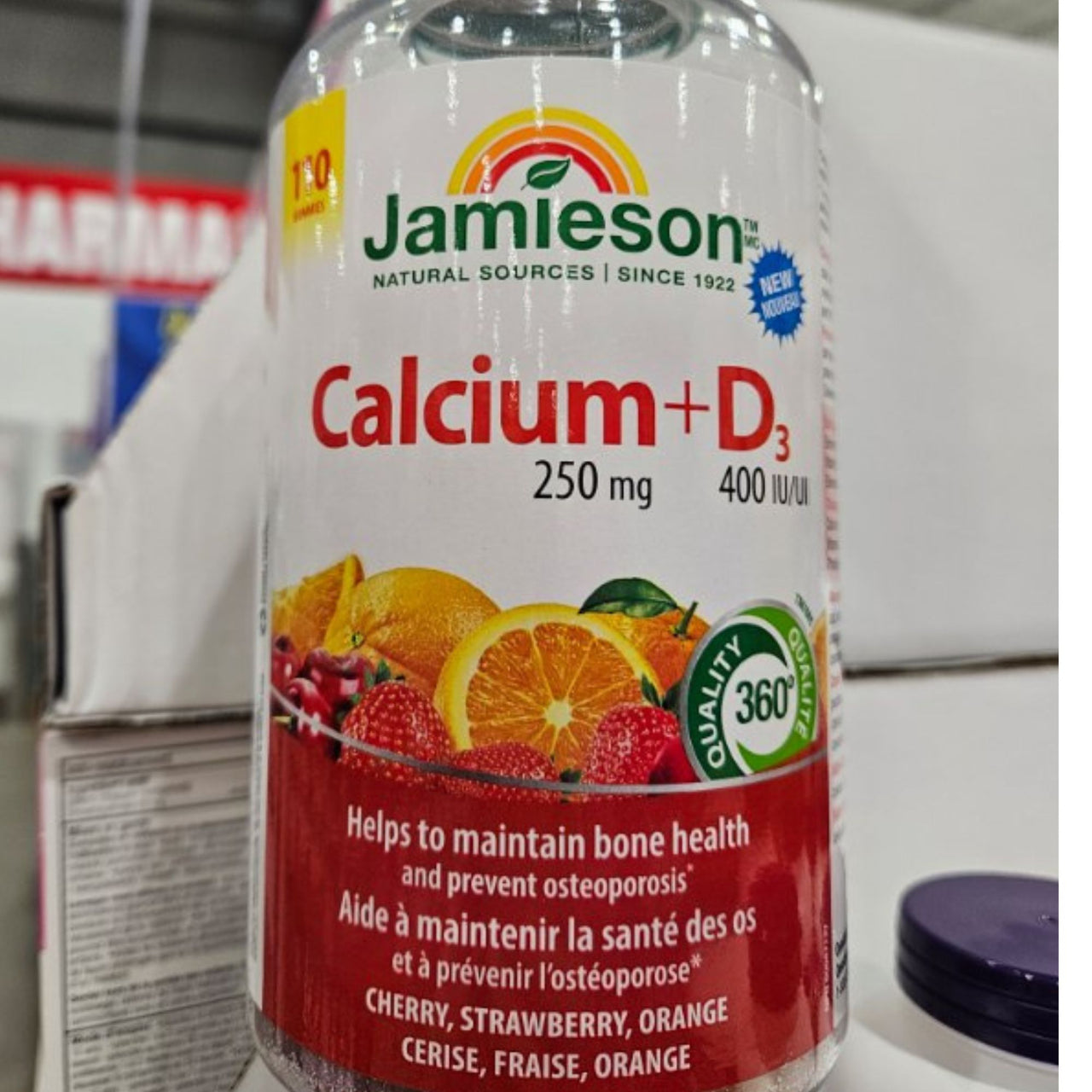 Image of Jamieson Calcium 250mg + D3 400IU,110 Gummies - 1 x 250 Grams