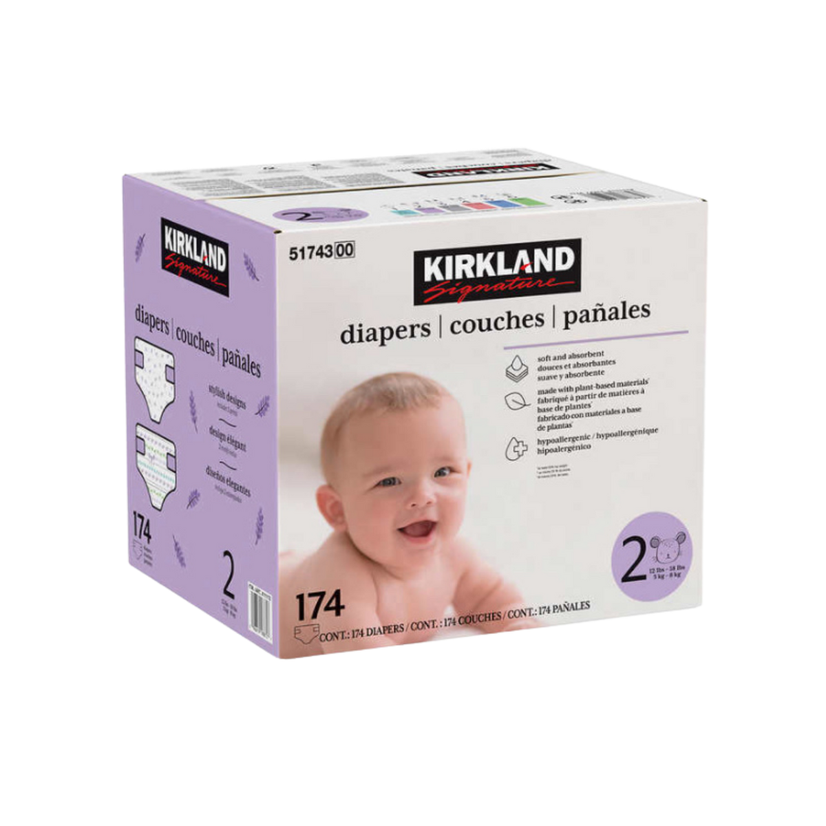 Kirkland Signature Diapers. Size 2, 174-Pack - 1 x 4490 Grams