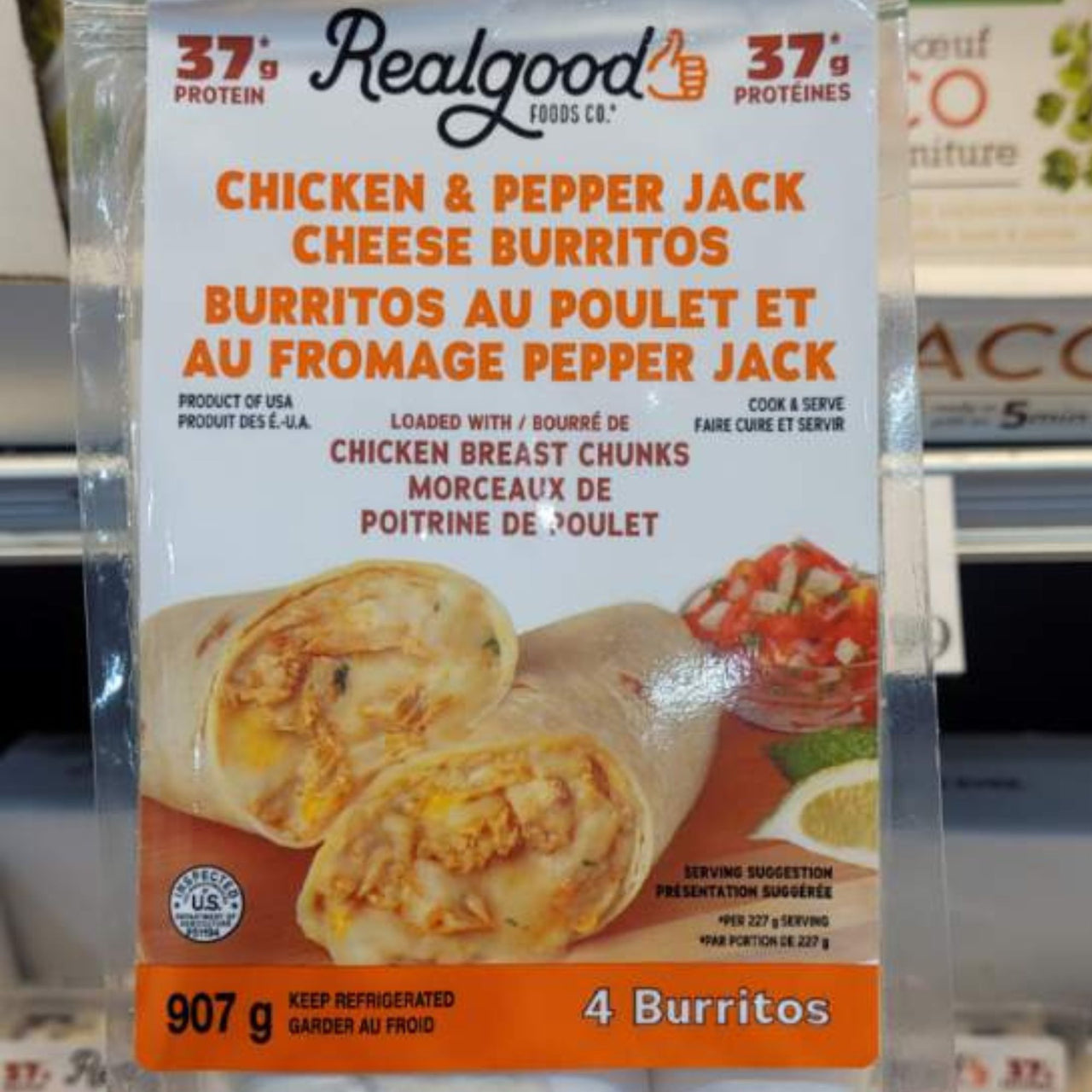 Image of Real Good Foods Chicken & Pepper Jack Cheese Burrito - 1 x 907 Grams