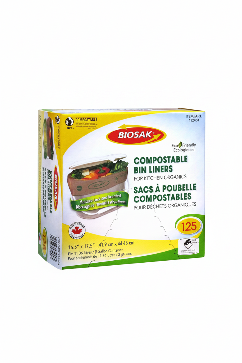 Biosak Compostable Kitchen Bin Liners, 125-count - 1 x 1.1 KG
