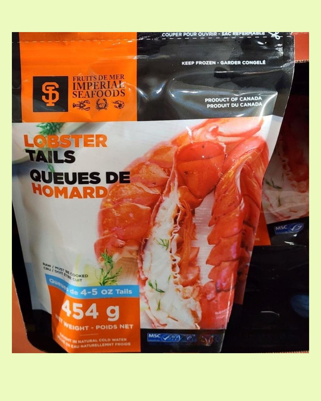 Imperial Seafood Raw Lobster Tails - 1 x 454 Grams