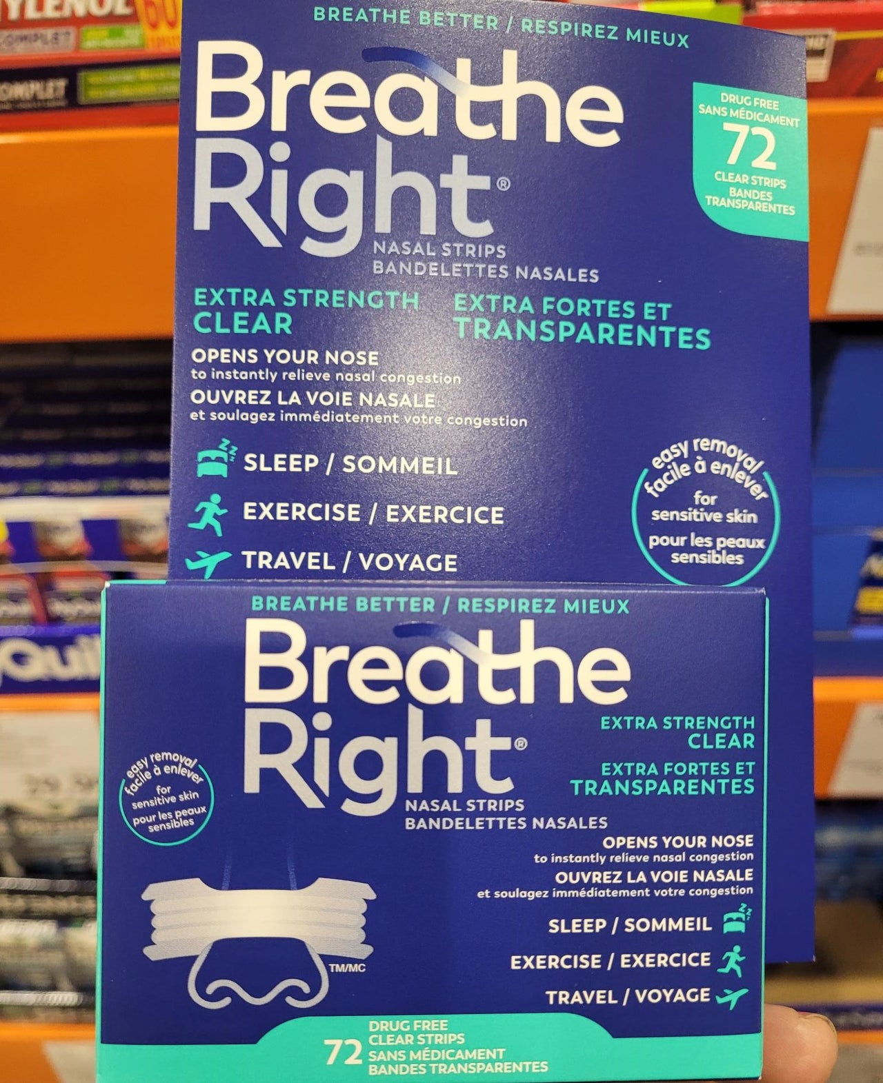 Image of Breathe Right Nasal Strips Extra Clear 72-Pack - 1 x 385 Grams