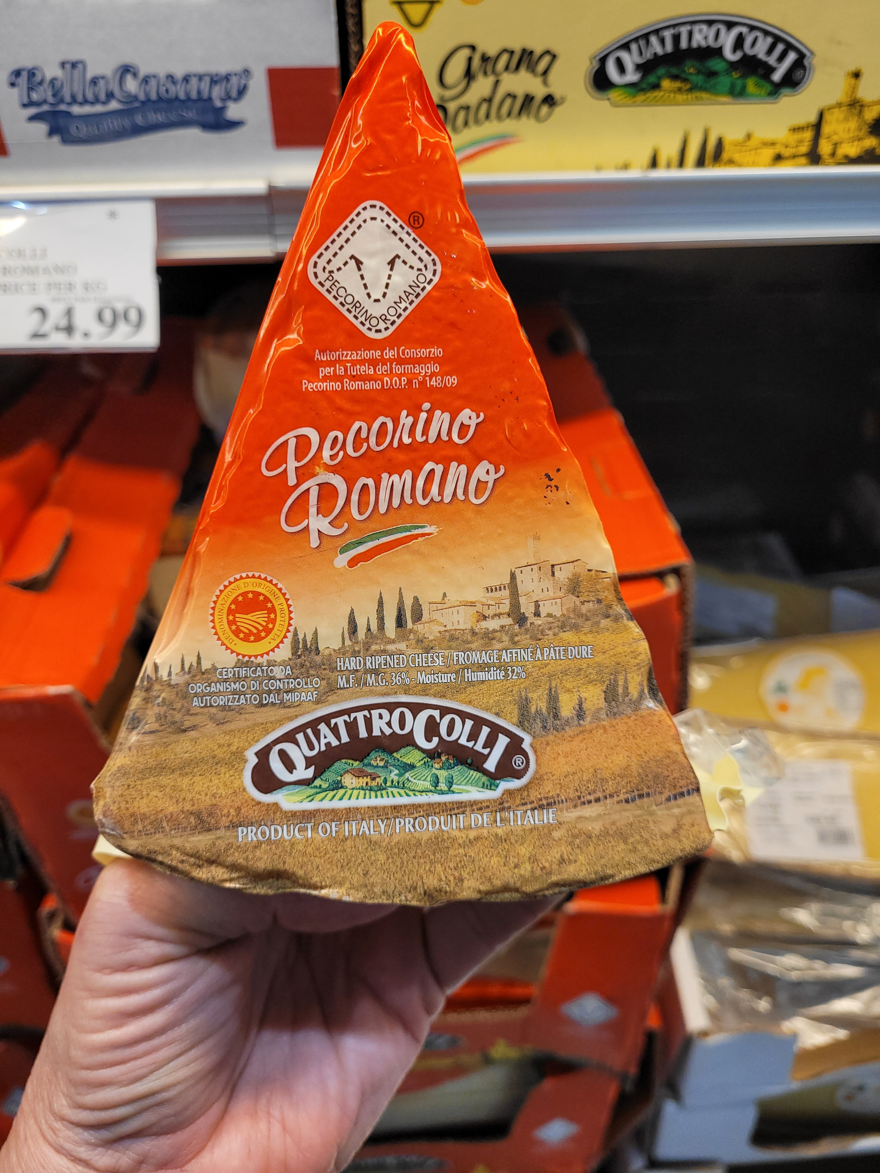 Quattro Colli Pecorino Romano Cheese 5 months 1 x 1.01 Kilos Shipped to Nunavut The Northern