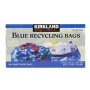 Image of Kirkland Signature Blue Recycling Bag, Pack of 80 - 1 x 2 Kilos