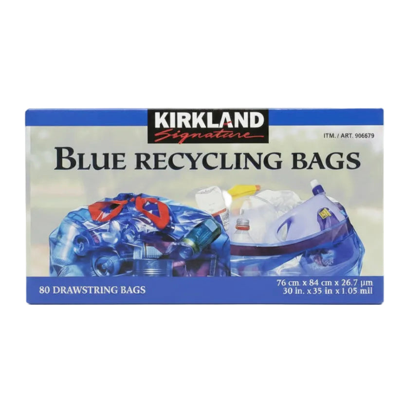 Image of Kirkland Signature Blue Recycling Bag, Pack of 80 - 1 x 2 Kilos