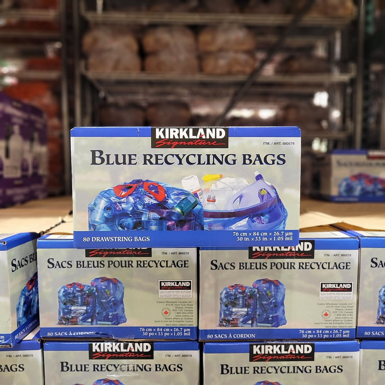 Image of Kirkland Signature Blue Recycling Bag, Pack of 80 - 1 x 2 Kilos