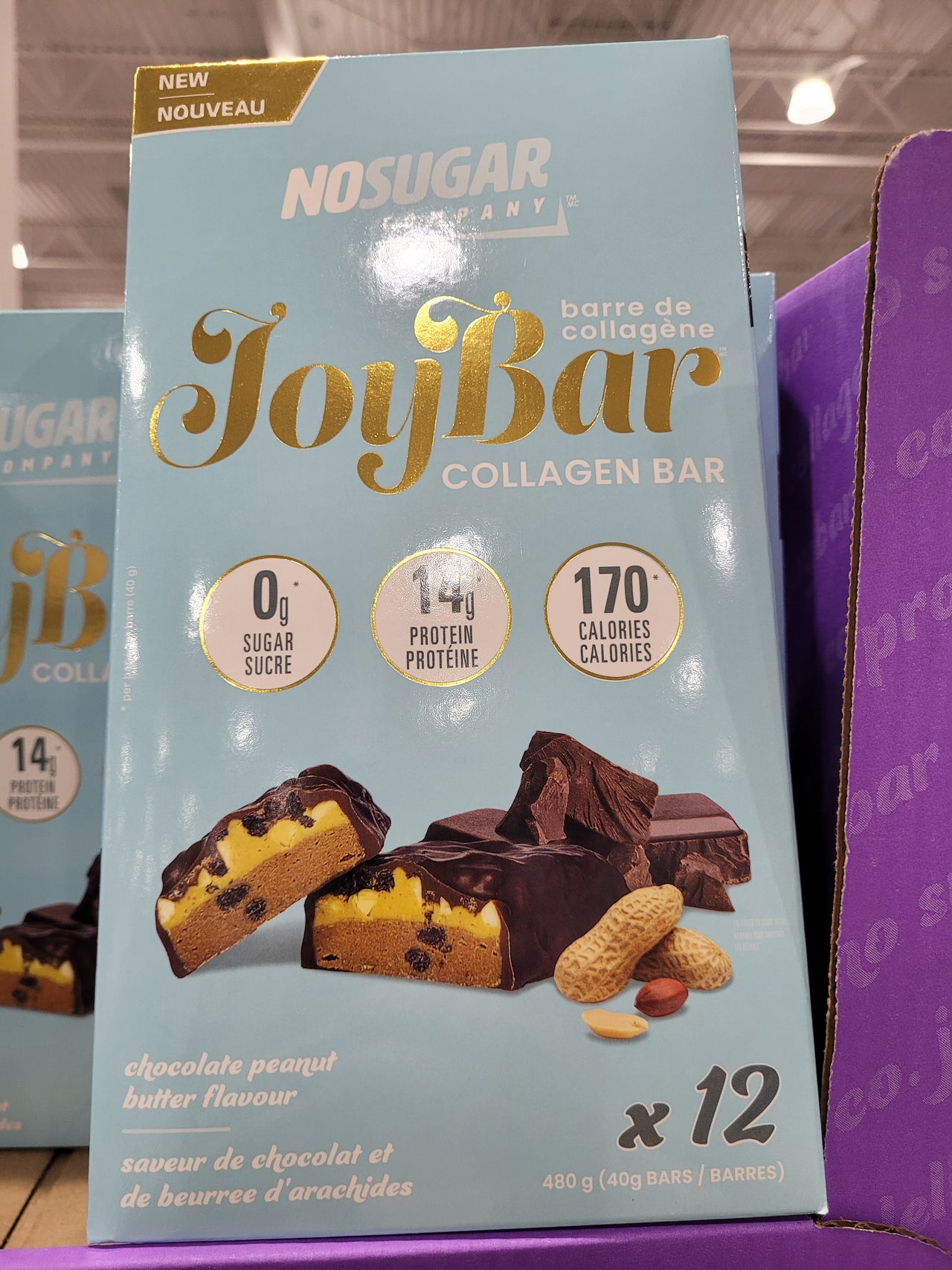 Image of No Sugar Company Joy Bar Chocolate + Peanut Bars - 12 x 40 Grams