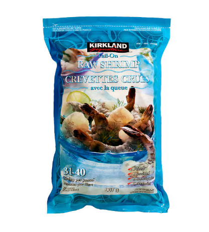 Image of Kirkland Signature Frozen 31-40 Tail-On Raw Shrimp - 1 x 907 Grams