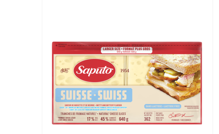 Image of Saputo Light Swiss Cheese Slices - 1 x 640 Grams