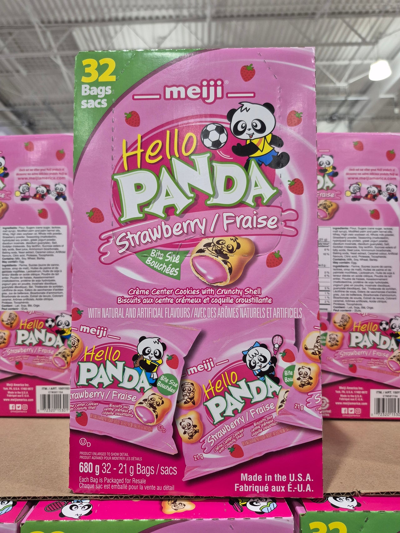 Image of Hello Panda Strawberry Crème Filled Cookies 32x21g - 32 x 21 Grams