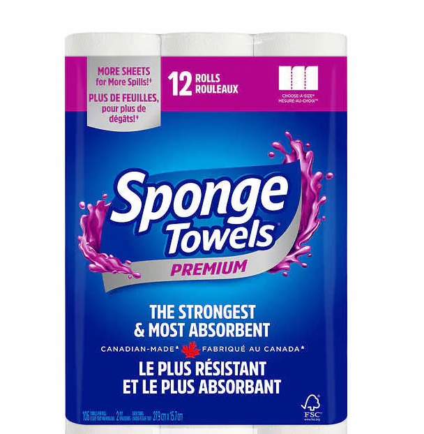 Image of Sponge Towels Premium Paper Towels 12-Pack - 1 x 6.42 Kilos