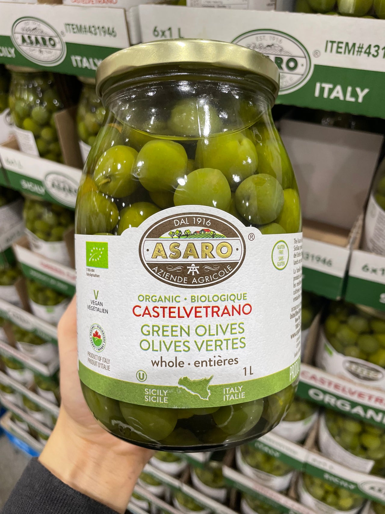 Image of Asaro Castelvetrano Organic Olives - 1 x 1 L