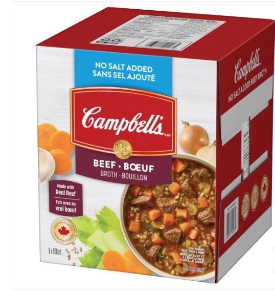 Image of Campbell’s No Salt Added Ready to Use Beef Broth - 6 x 900 ML