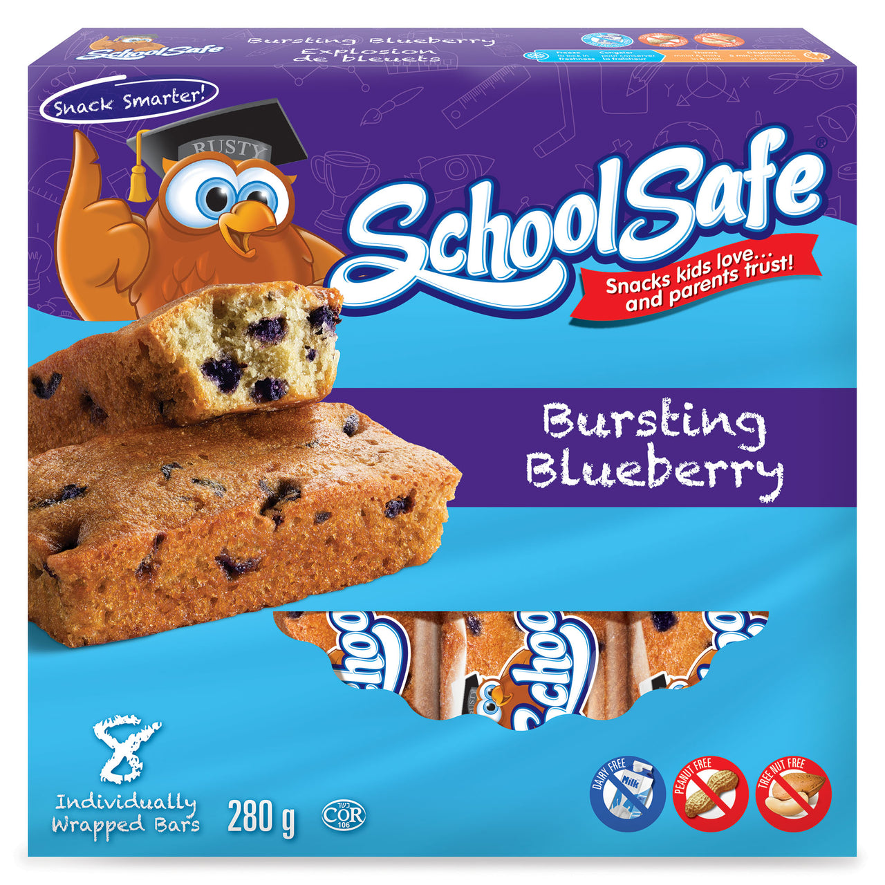 Image of School Safe Blueberry Muffin Bars 8pck - 1 x 296 Grams