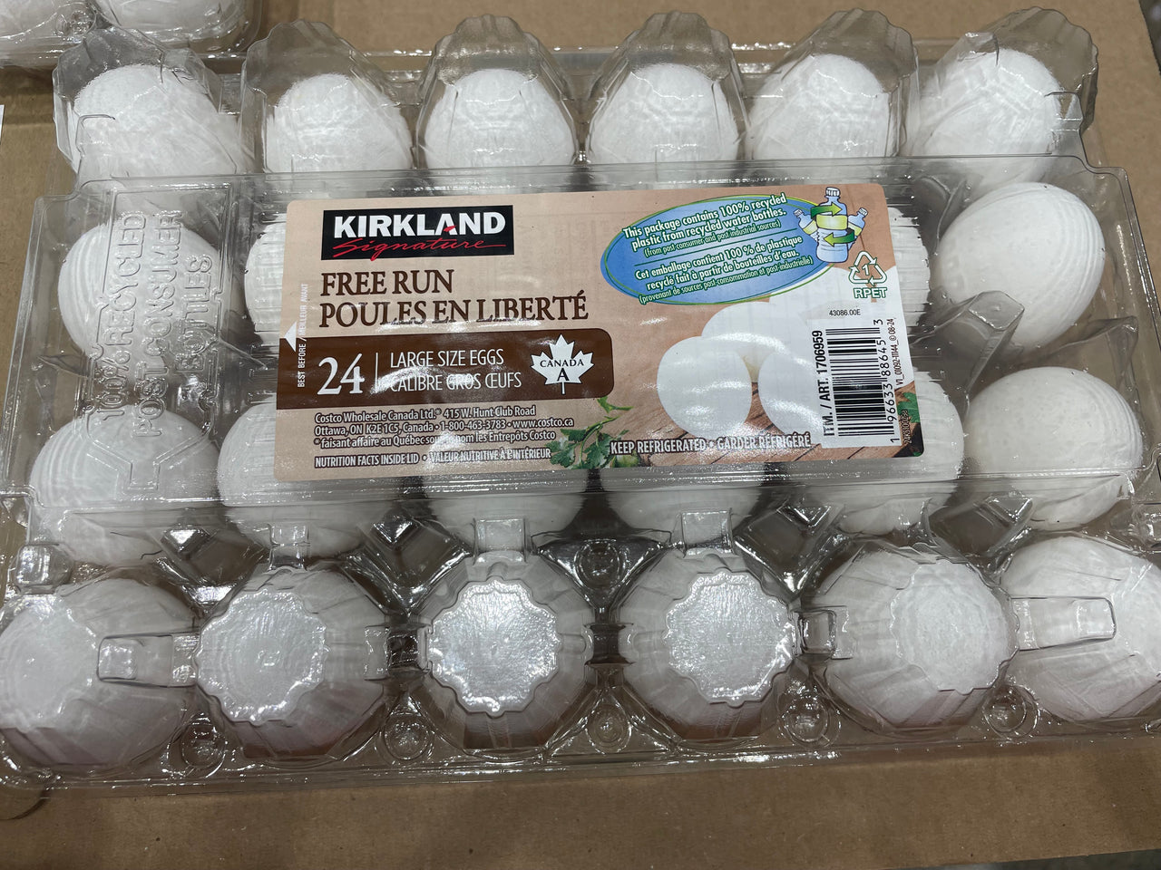 Image of Kirkland Signature Large Free Run Eggs 24-pack - 1 x 1.509 Kilos