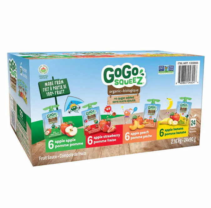 Image of GoGo SQUEEZ Organic Fruit Sauce Variety Pack - 24 x 90 Grams