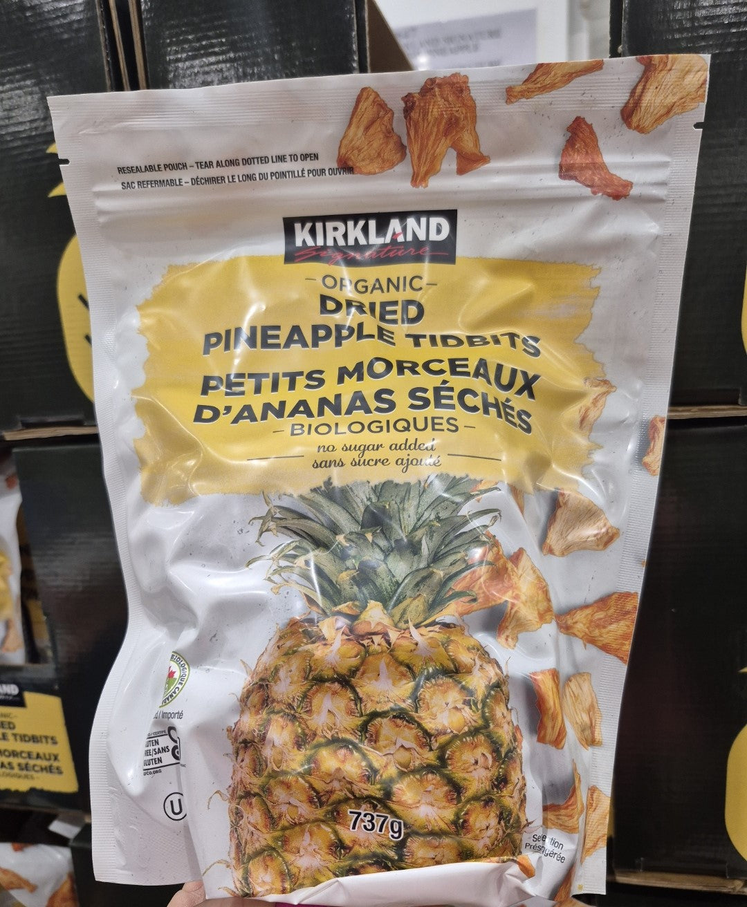 Image of Kirkland Signature Organic Dried Pineapple Tidbits - 1 x 737 Grams