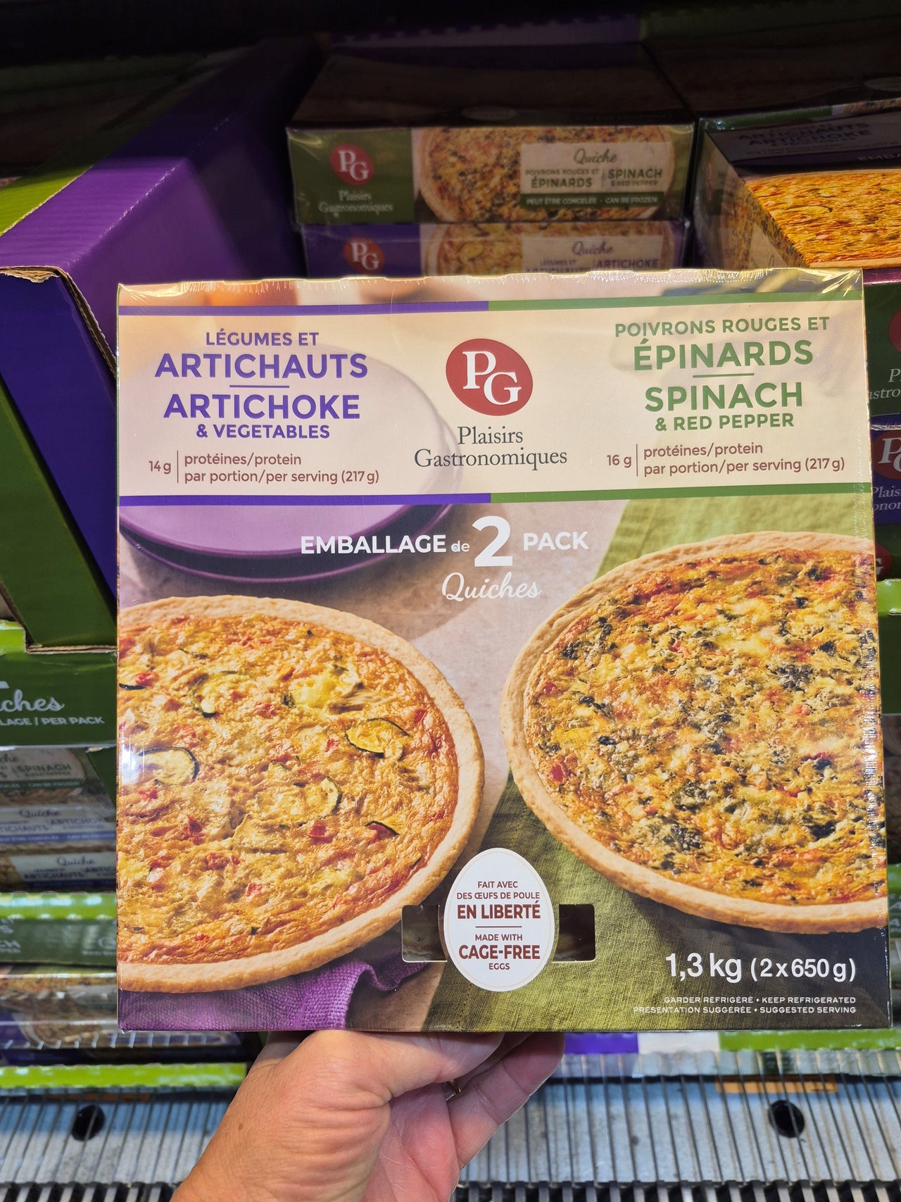 PG Artichoke and Spinach Red Pepper Assorted Quiches - 2 x 650 Grams