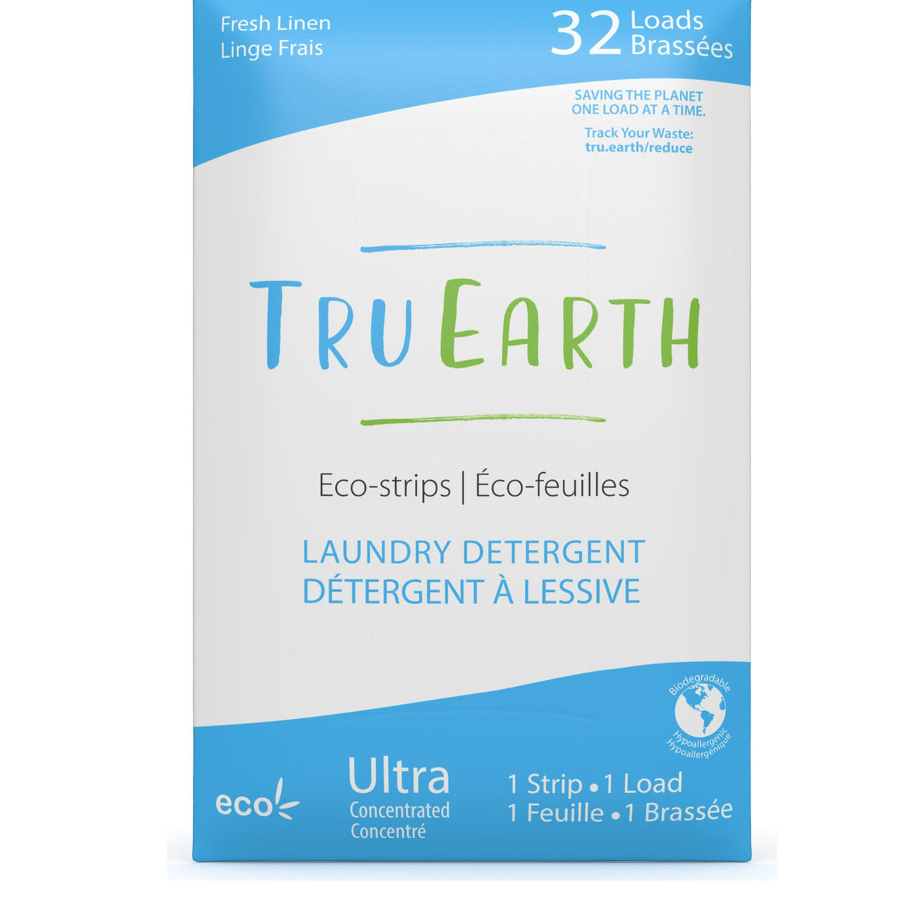 Image of Tru Earth Laundry Detergent - Fresh Linen, 1 case = 12 packs of 32 strips