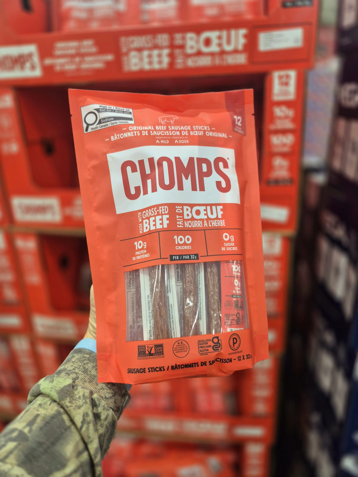 Chomps Grass Fed Beef Sticks - 1 x 384 Grams