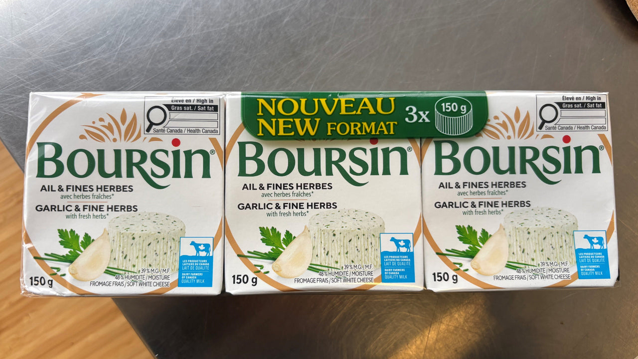 Boursin Garlic & Fine Herbs Cheese - 3 x 150 Grams