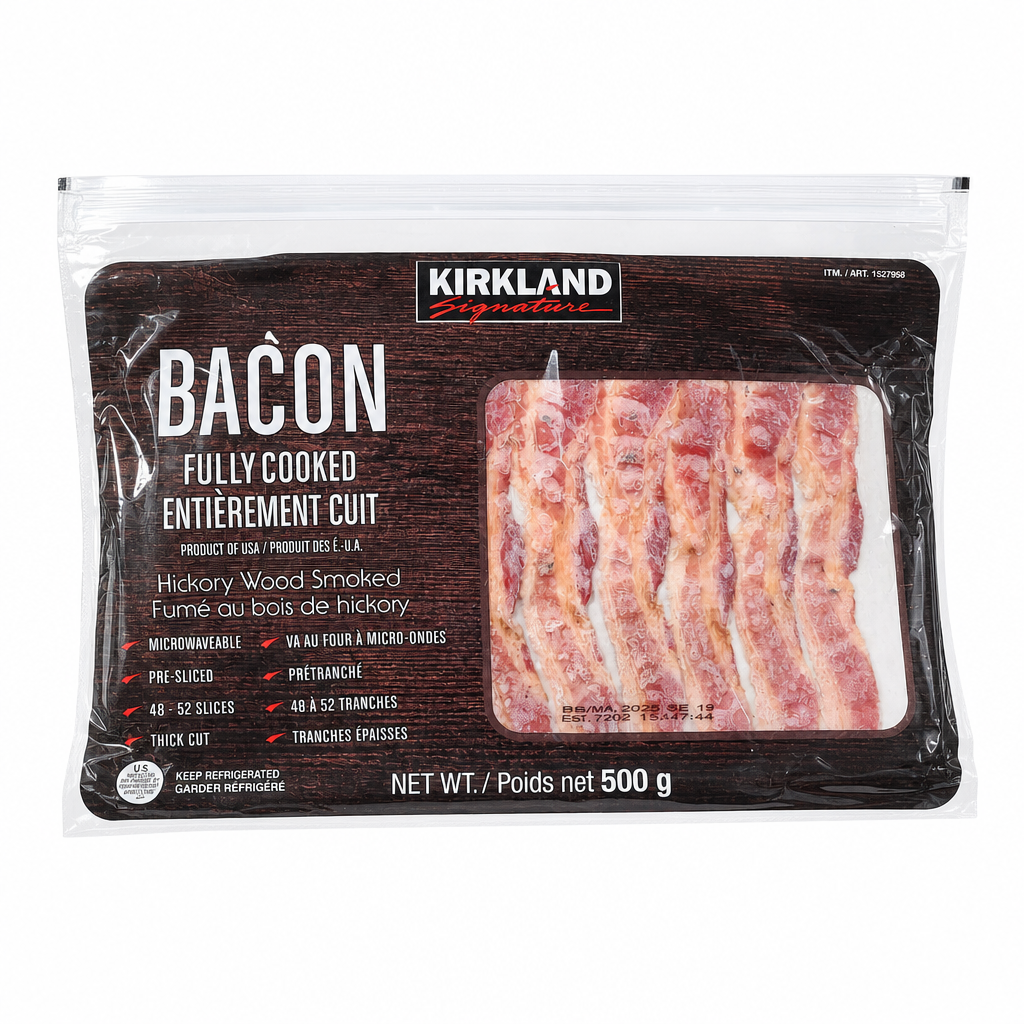Kirkland Signature Hickory Wood Smoked Precooked Bacon 500g - 1 x 500 Grams