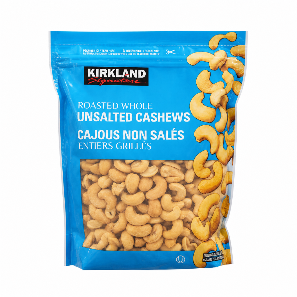 Kirkland Signature Roasted Whole Unsalted Cashews - 1 x 1.13 Kilos