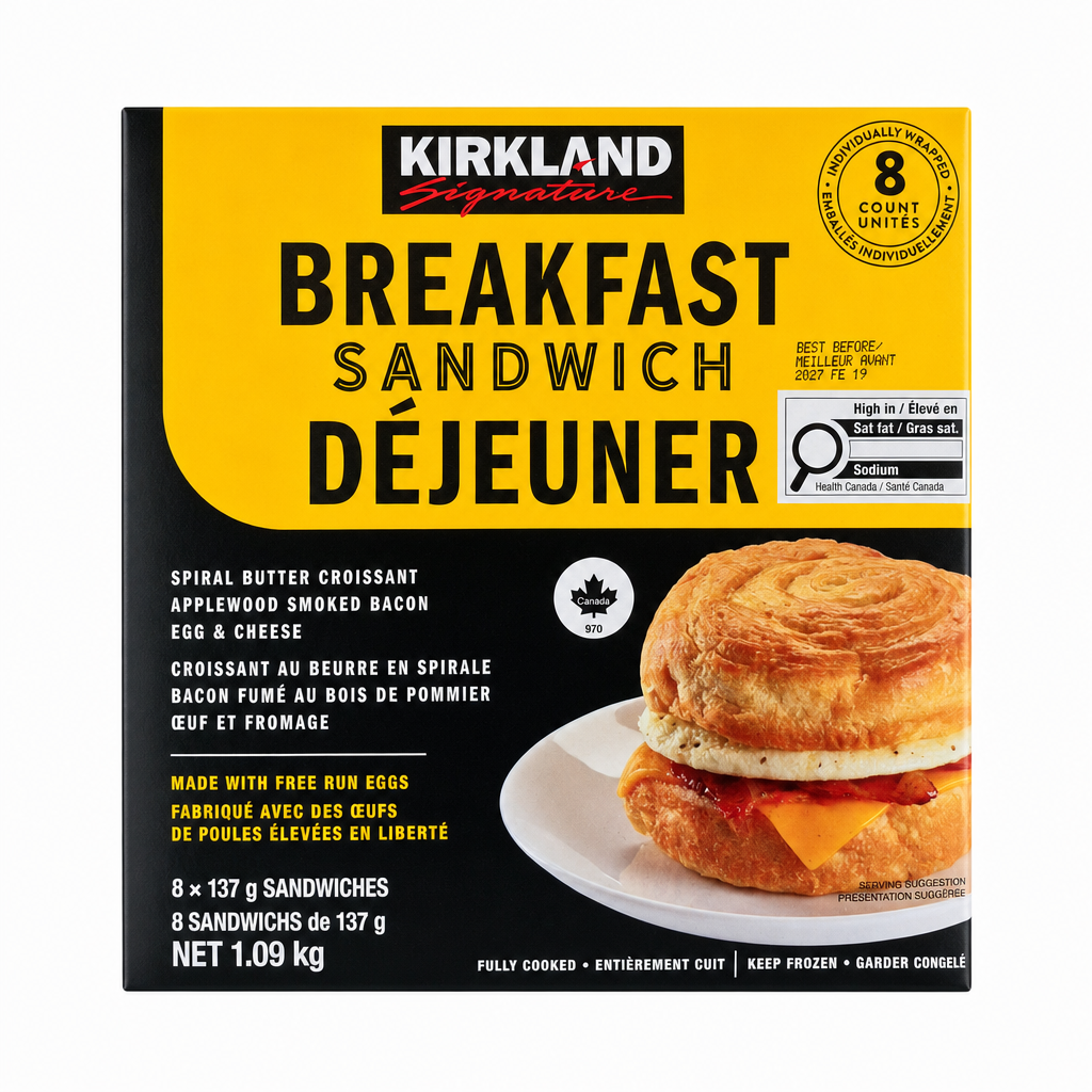 Breakfast applewood bacon, egg & cheese sandwich - 1 x 1.09 KG