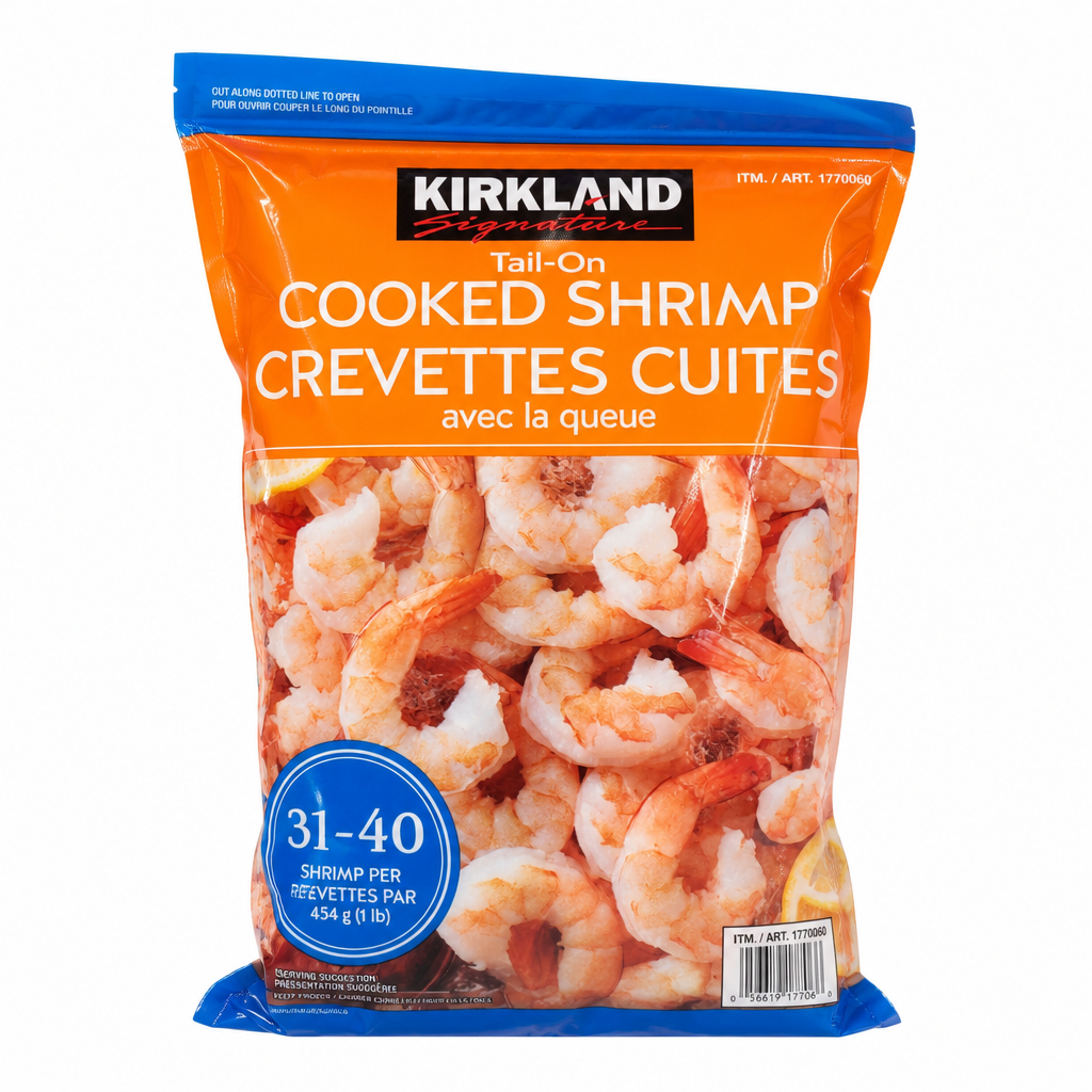 Kirkland Signature Frozen Tail-On Cooked Shrimp  31/40 - 1 x 907 Grams