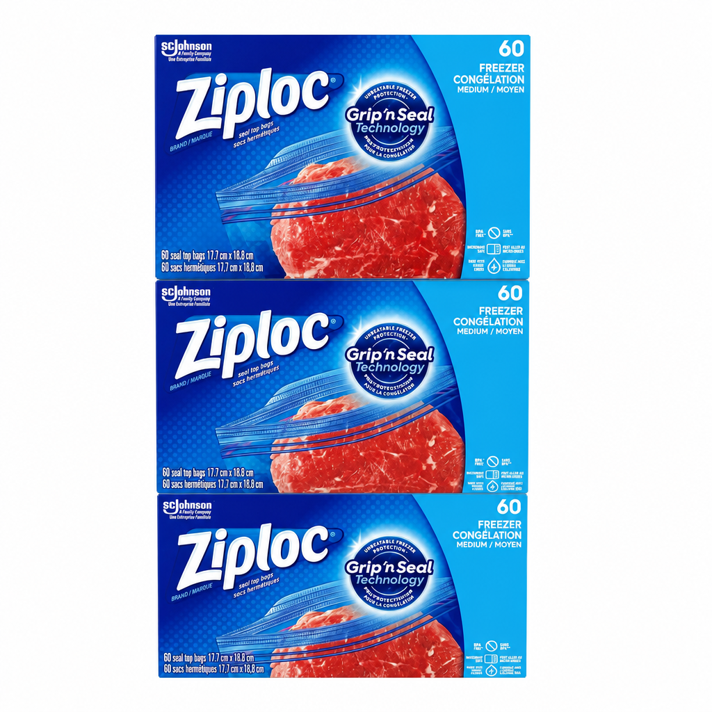 Medium Freezer Bags, 60ct, 3pk - 1 x 963 Grams