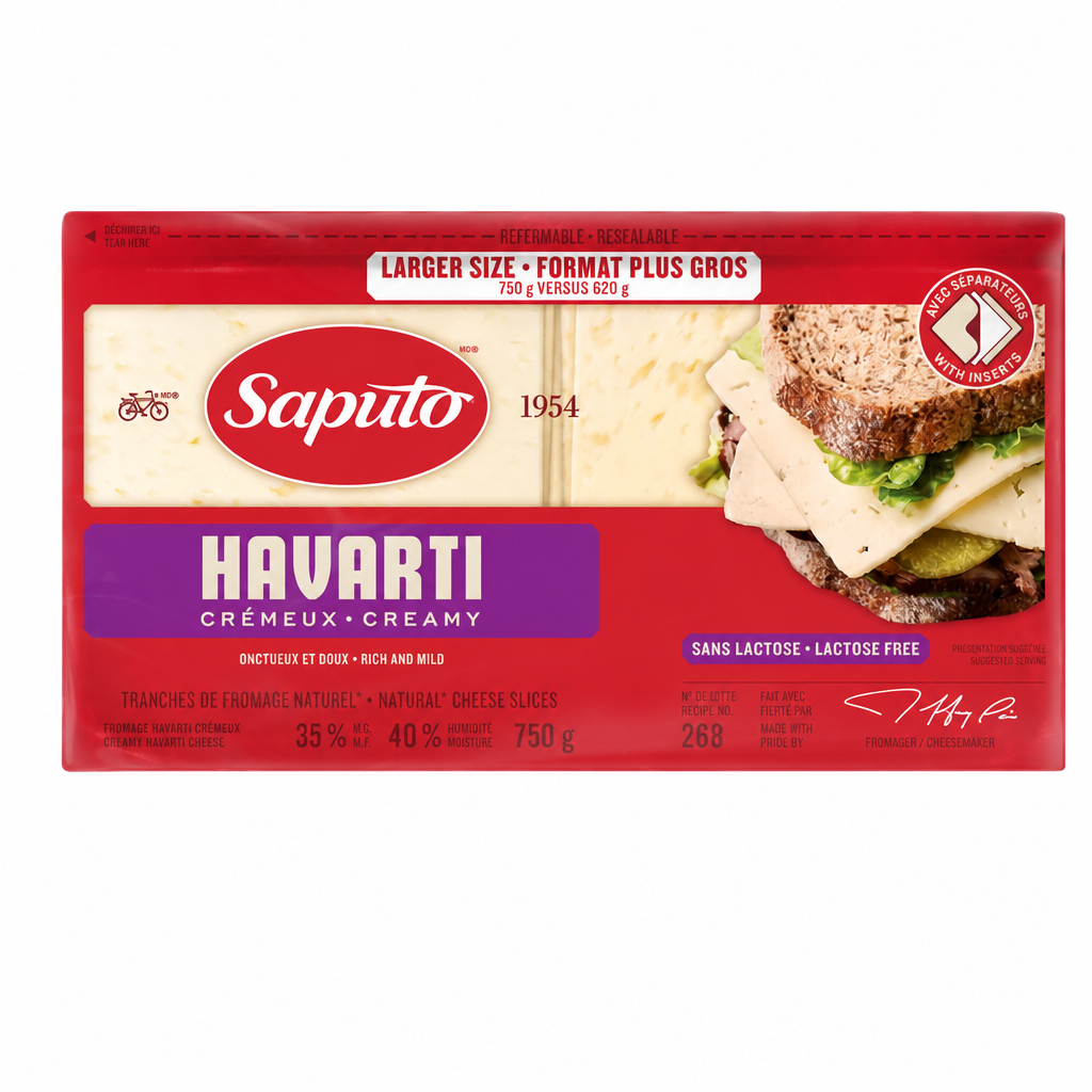 Saputo Sliced Havarti Cheese Slices - 1 x 750 Grams