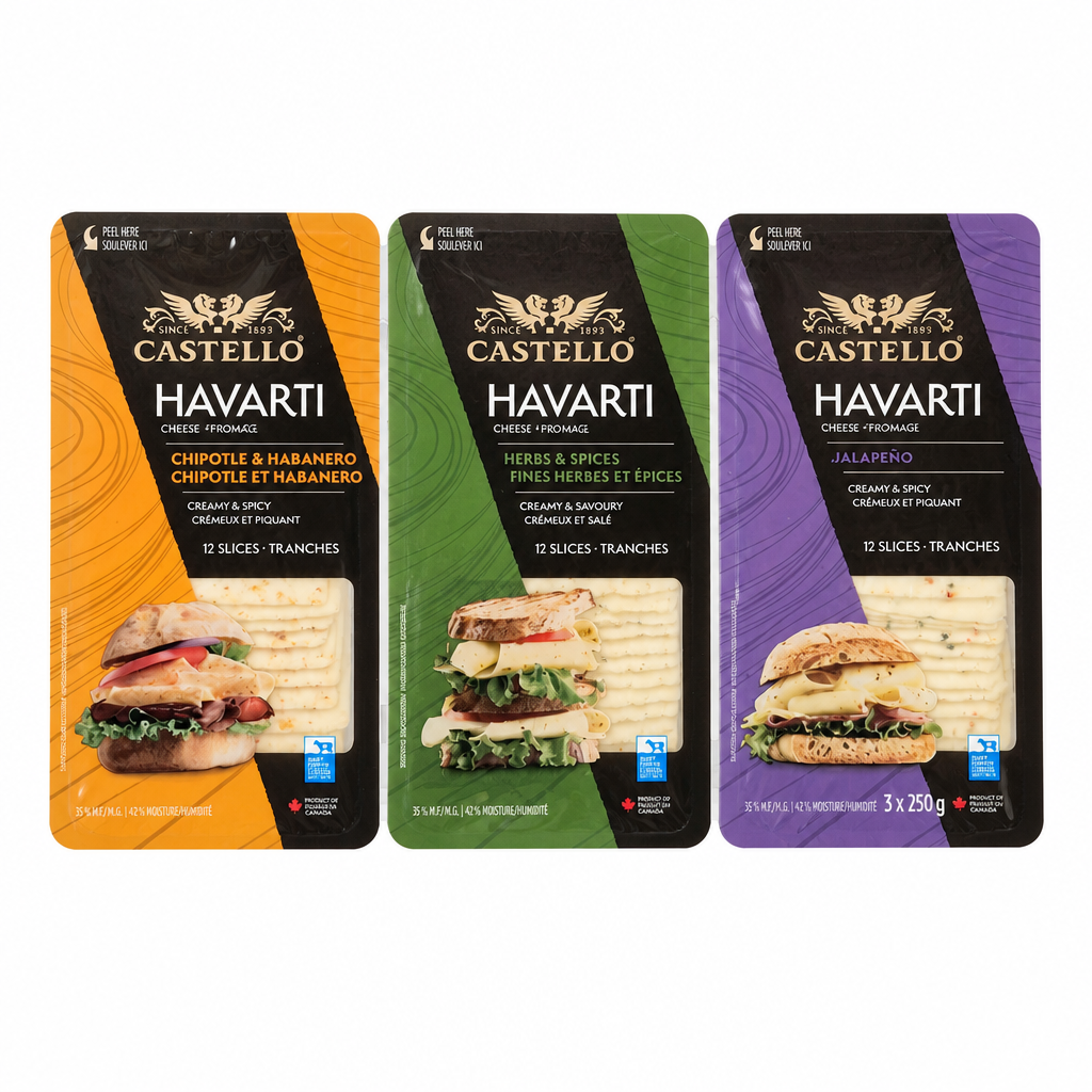 Castello Havarti Variety Slices - 3 x 250 Grams