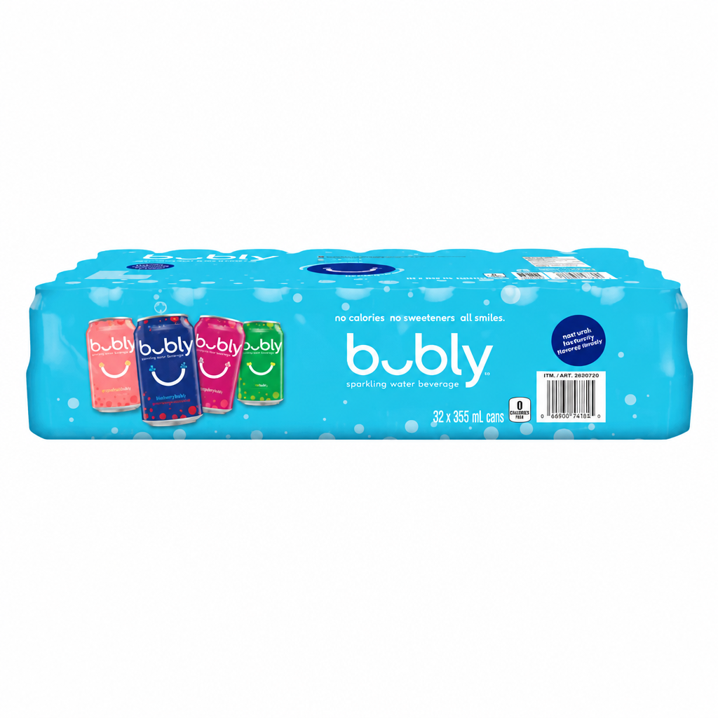Bubly Grapefruit, Raspberry, Blueberry & Lime Variety Pack - 32 x 355 ML