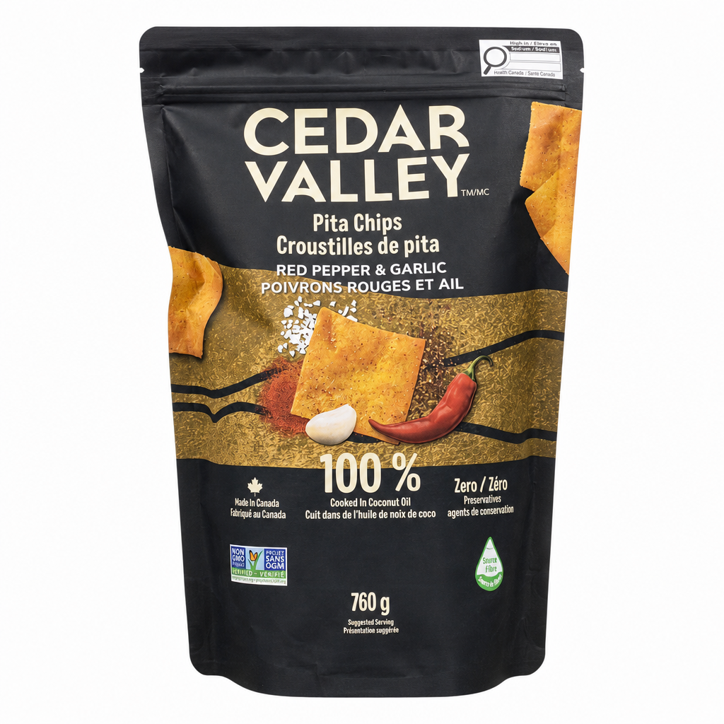 Cedar Valley Pita Red Pepper & Garlic Pita Chips - 1 x 760 Grams