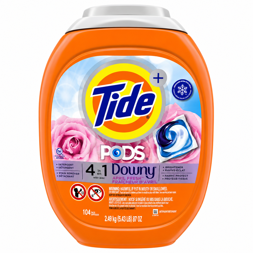 Tide PODS with Downy, Liquid Detergent Pacs 104 - 1 x 2.49 KG