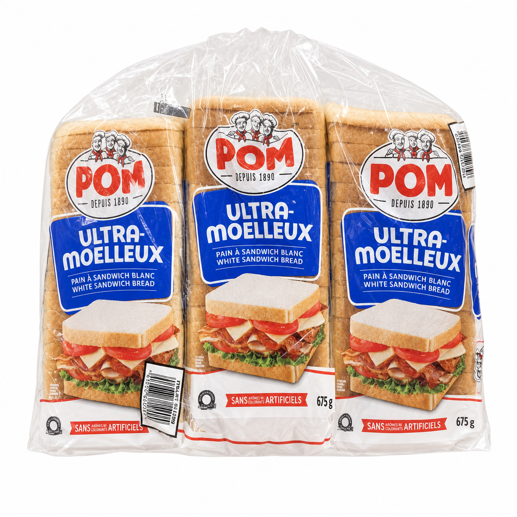 Pom Ultra Moist Enriched White Bread - 3 x 675 Grams