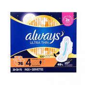 Always Ultra Thin Size 4 Overnight Pads with Wings, Unscented 76ct - 1 x 940 Grams