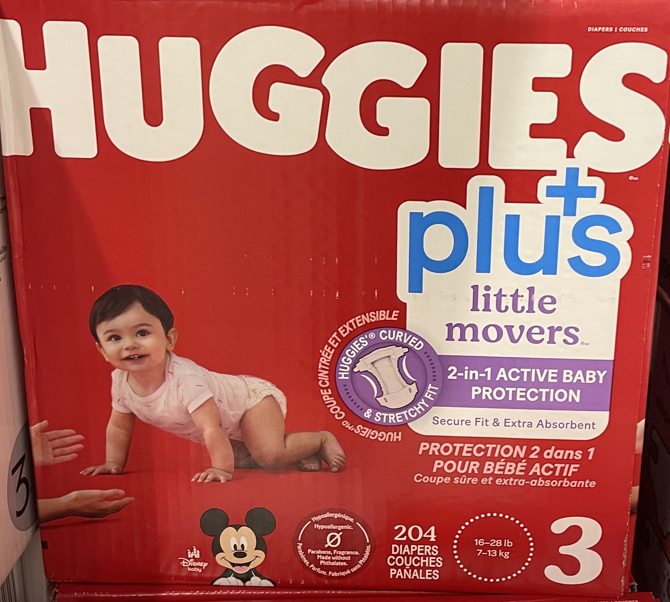 Huggies Little Movers Plus, Size 3 204Pack 1 x 5.4 Kilos Shipped to